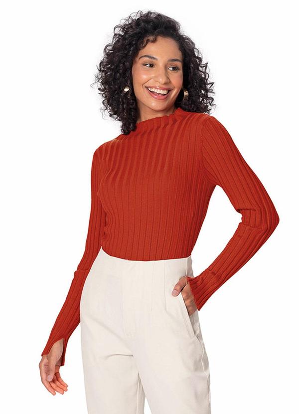 Blusa Justa em Tricô Terracota