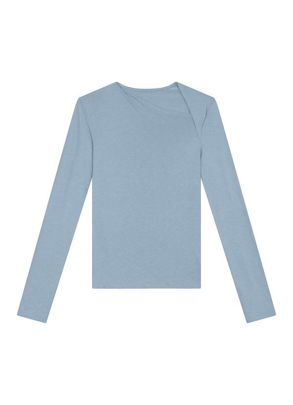 Blusa Justa em Viscose Azul Pastel