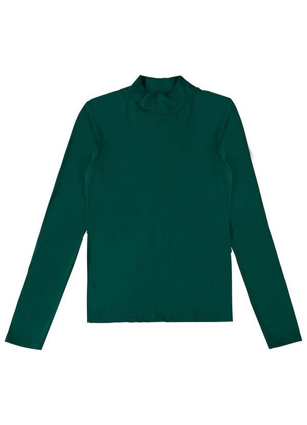Vista 2 Blusa Justa em Viscose Verde Enfim Enfim
