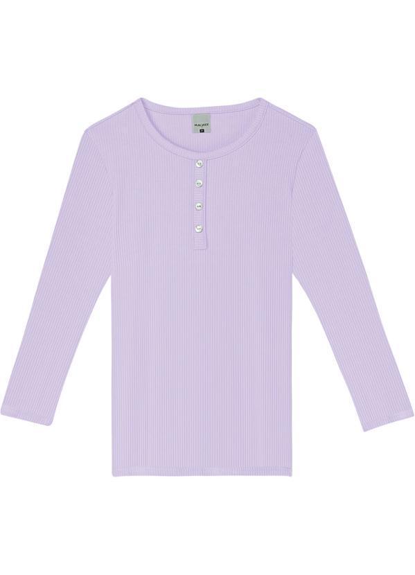 Vista 2 Blusa Lavanda Canelada com Botões Feminino Malwee Malwee
