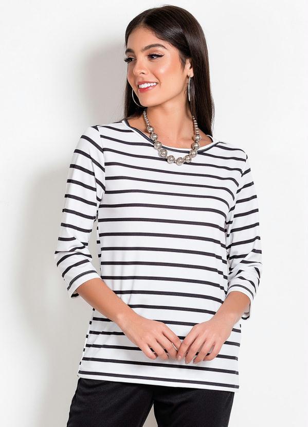 Blusa Listrada com Mangas Longas