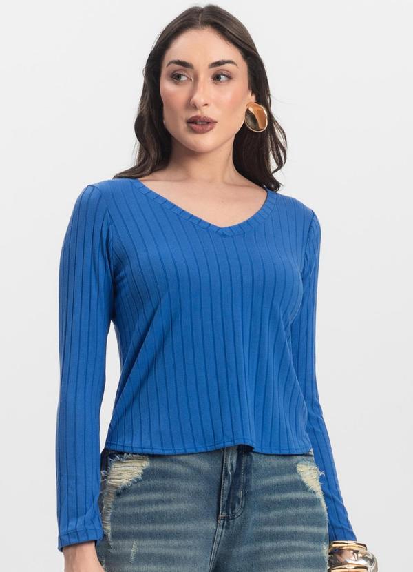Vista 2 Blusa Manga Longa Azul INFINITA COR INFINITA COR