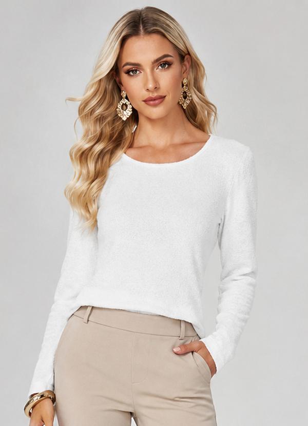Blusa Manga Longa Básica Branco
