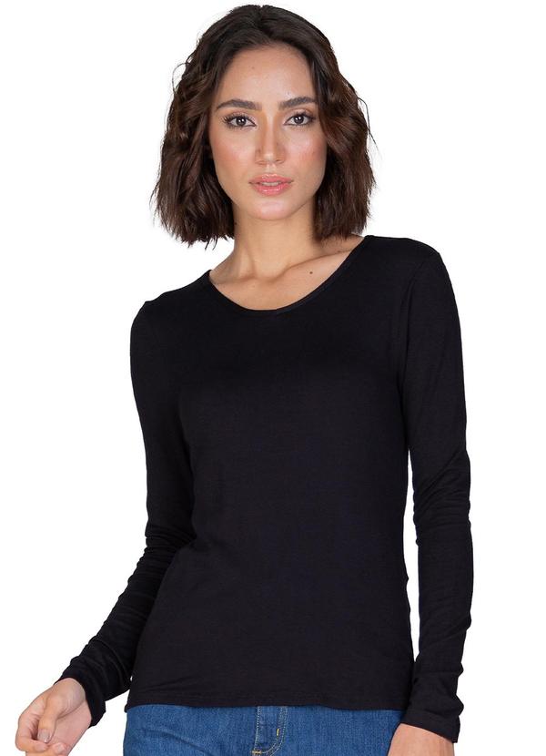 Blusa Manga Longa Básica Preto
