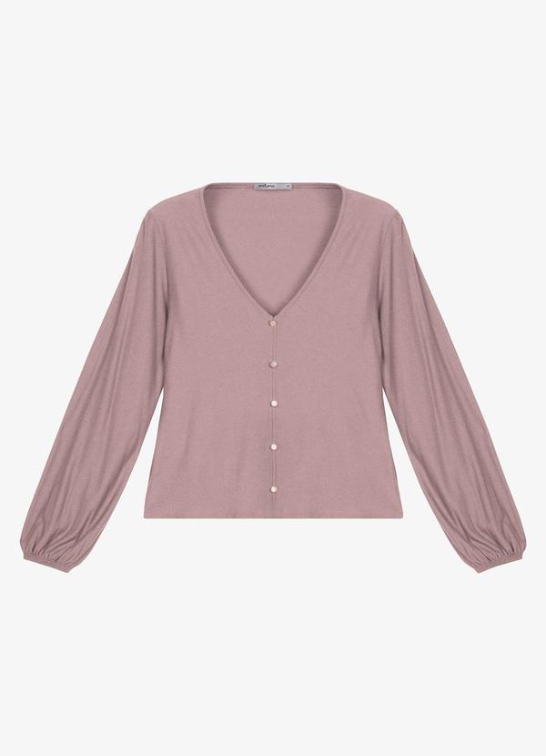 Blusa Manga Longa Bufante Viscose Rosa