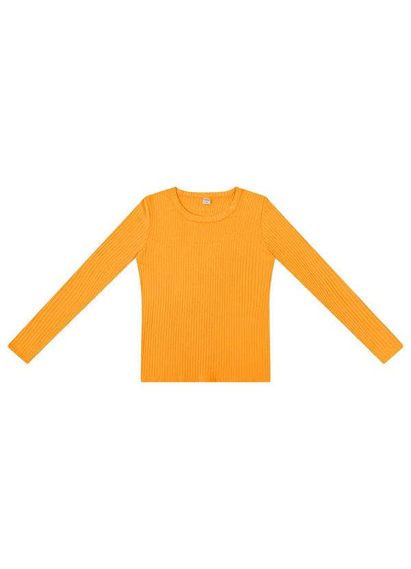 Blusa Manga Longa Canelada Básica Amarelo