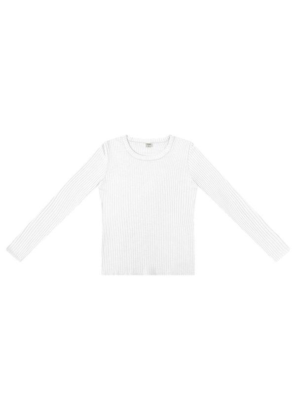 Blusa Manga Longa Canelada Básica Branco