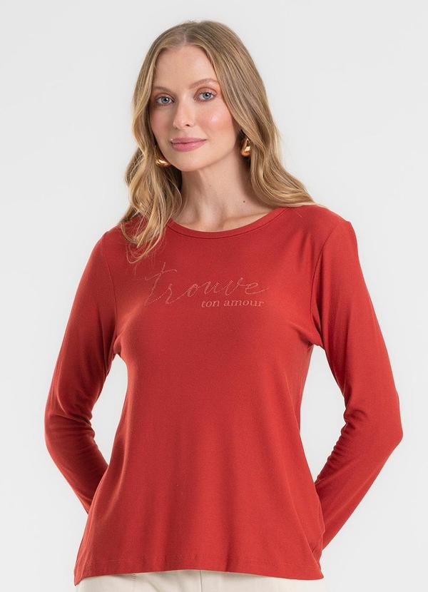Blusa Manga Longa com Estampa Laranja