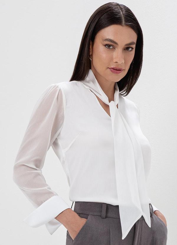 Vista 2 Blusa Manga Longa com Laço Rosali Bege Principessa Principessa
