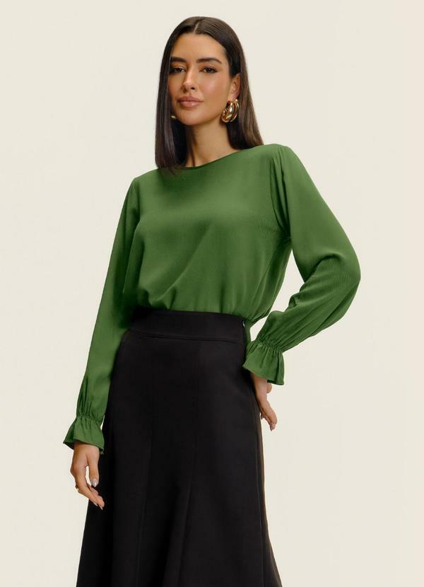 Blusa Manga Longa com Lastex Verde