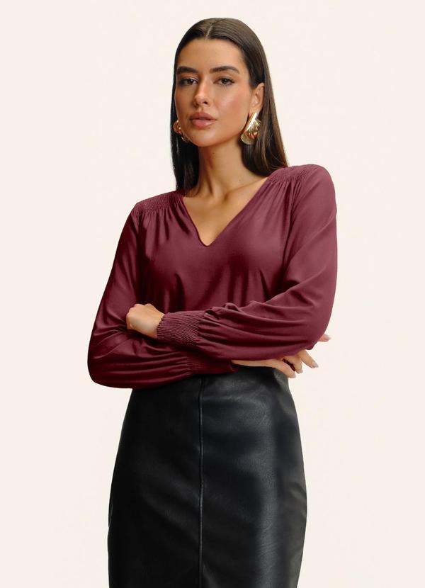 Blusa Manga Longa com Lastex Vermelho