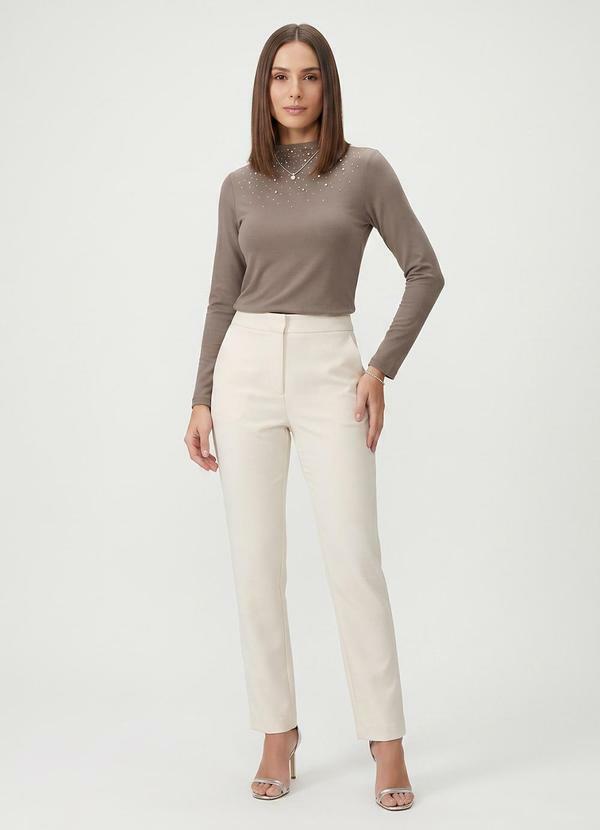 Blusa Manga Longa com Rebite Marrom