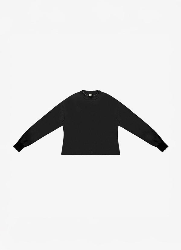 Blusa Manga Longa com Retilínea Preto