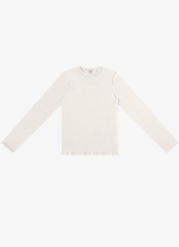 Blusa Manga Longa Cotton Básica Bege