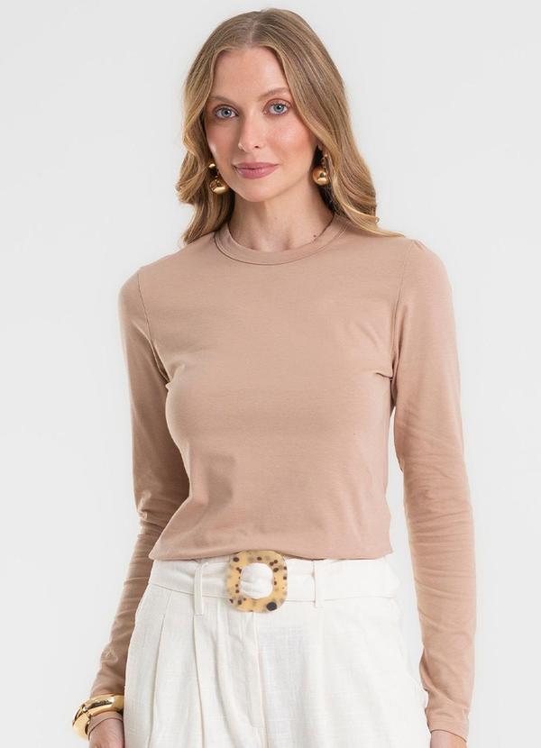Blusa Manga Longa Cotton Básica Marrom