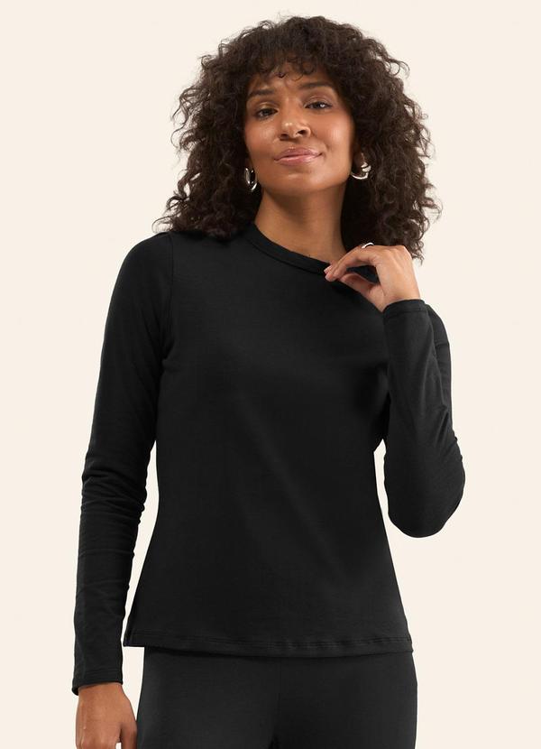Blusa Manga Longa Cotton Básica Preto