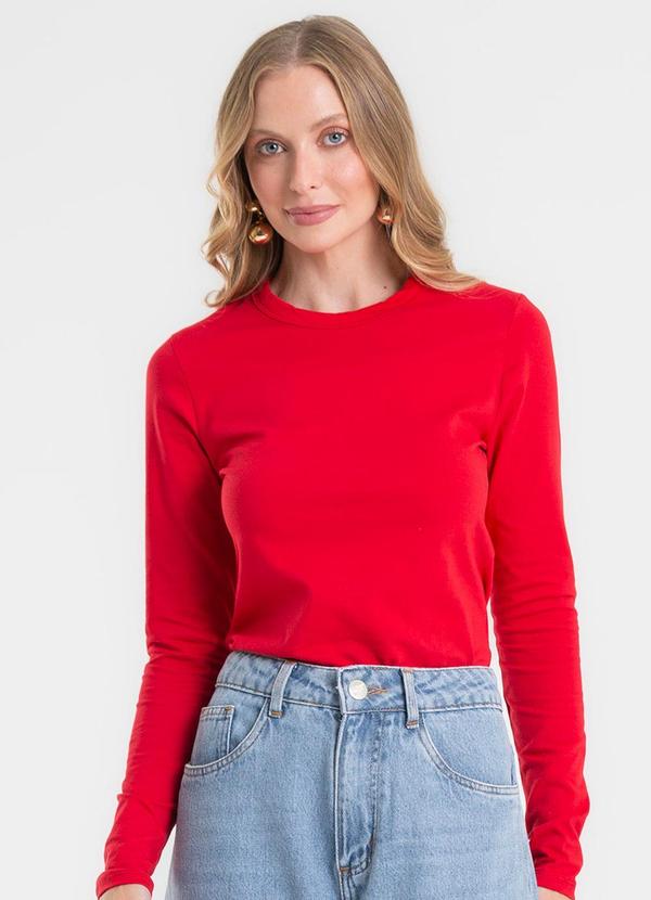 Blusa Manga Longa Cotton Básica Vermelho