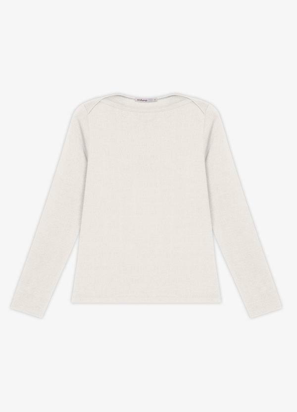 Blusa Manga Longa Decote Canoa Bege
