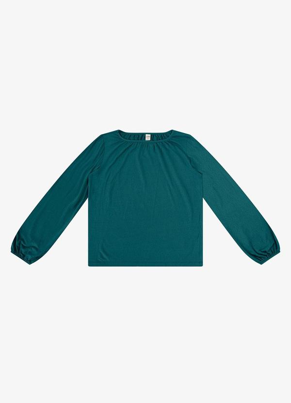Blusa Manga Longa Decote Canoa Verde
