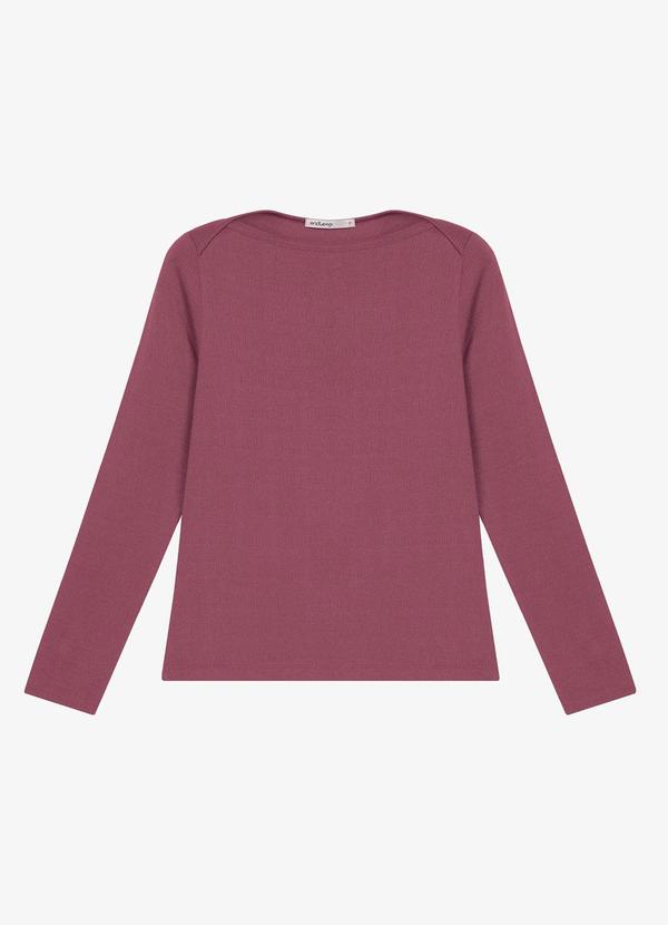 Blusa Manga Longa Decote Canoa Vermelho