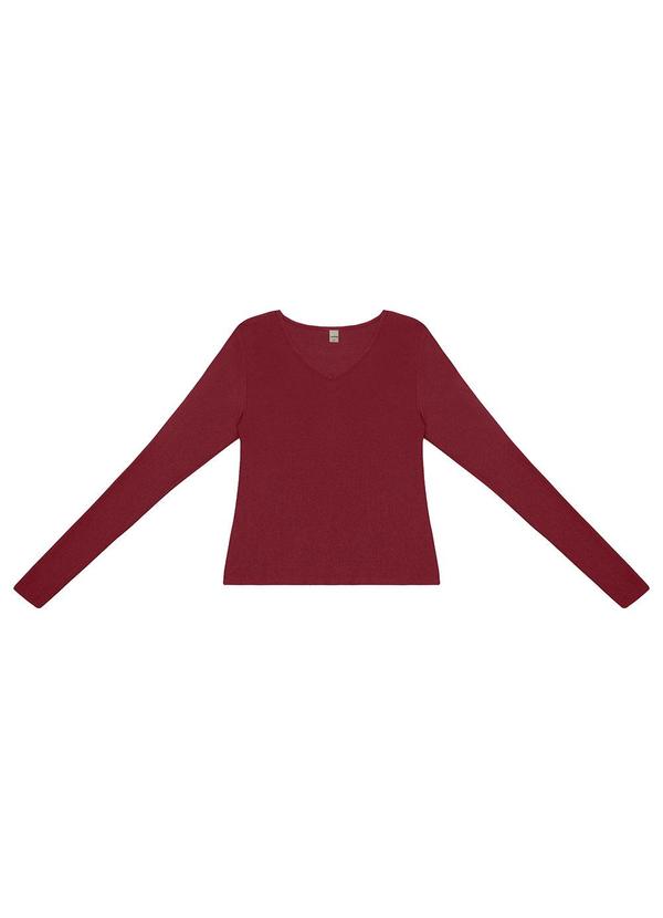 Blusa Manga Longa Decote V Vermelho