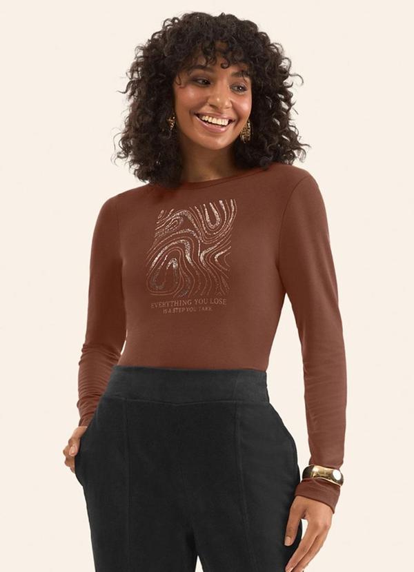 Blusa Manga Longa em Molecotton Marrom