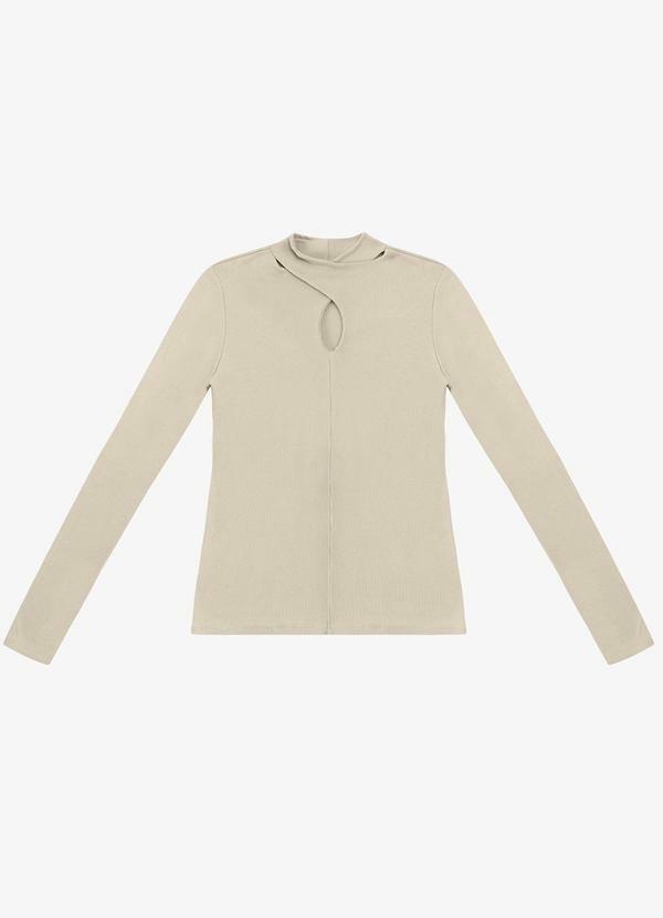 Blusa Manga Longa em Ribana Bege