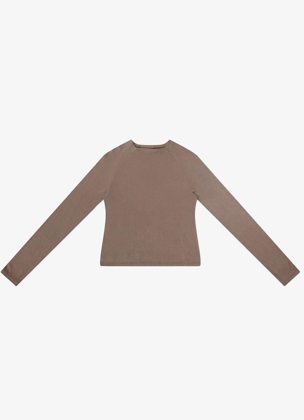 Blusa Manga Longa em Ribana Marrom