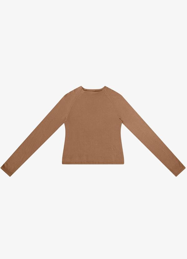 Blusa Manga Longa em Ribana Marrom
