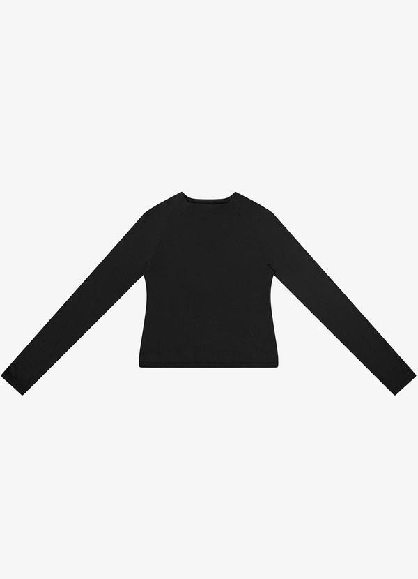 Blusa Manga Longa em Ribana Preto
