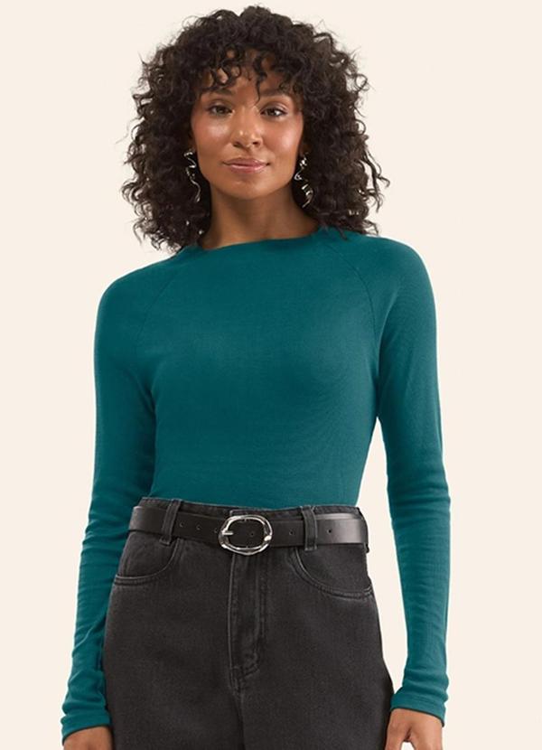 Blusa Manga Longa em Ribana Verde