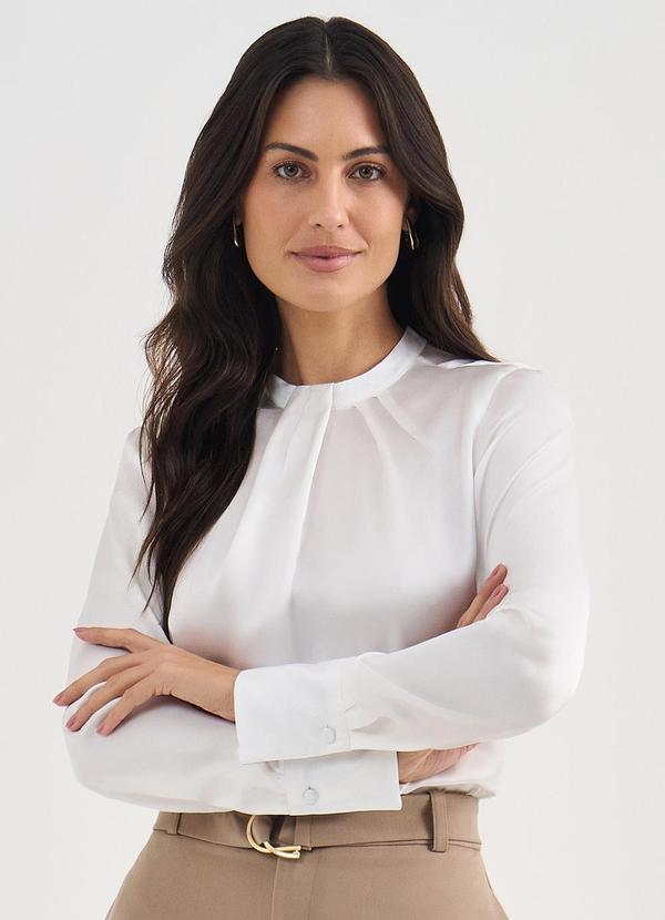 Vista 2 Blusa Manga Longa em Seda Off White Valquiria Principessa Principessa