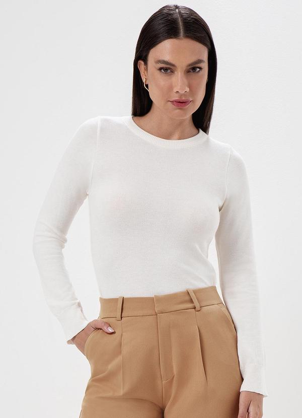 Vista 2 Blusa Manga Longa em Tricot Off White Teodora Principessa Principessa