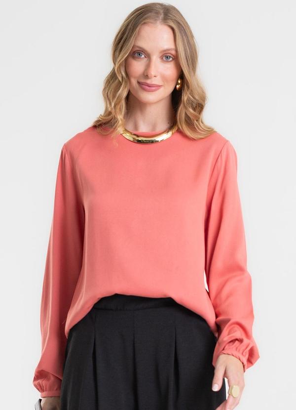 Blusa Manga Longa em Viscose Laranja