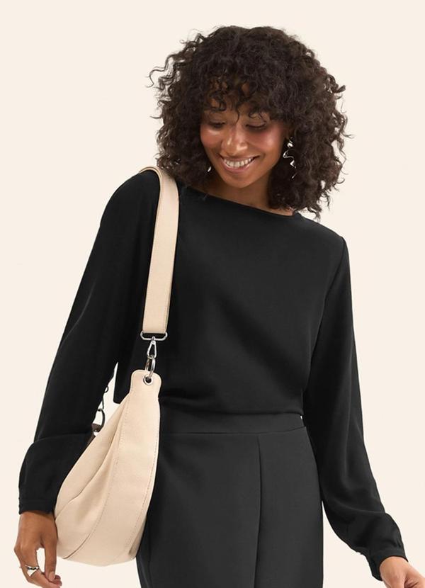 Blusa Manga Longa em Viscose Preto
