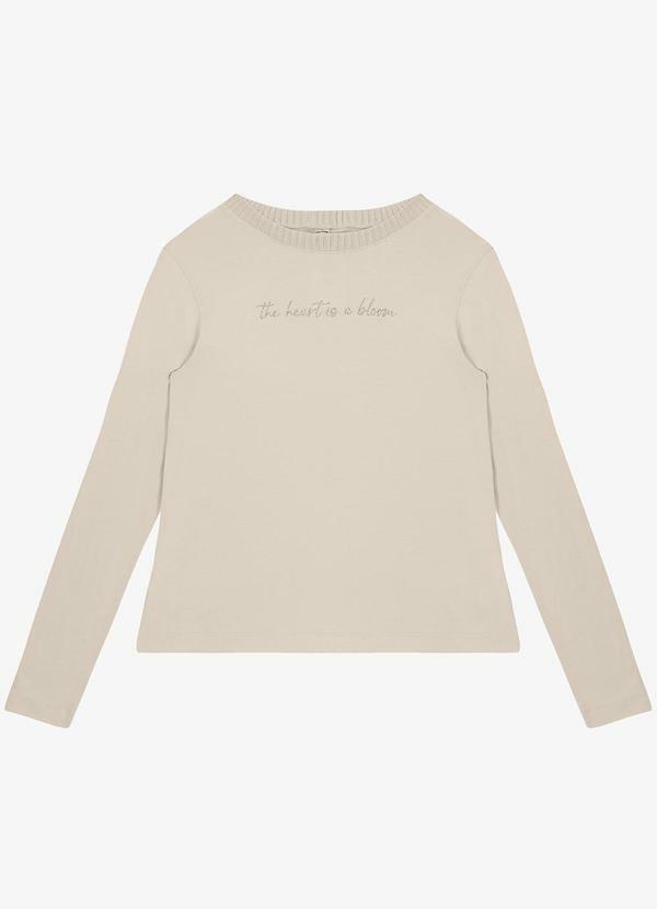 Blusa Manga Longa em Viscotorcion Bege