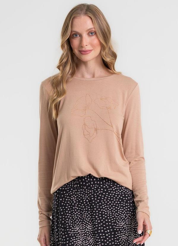 Blusa Manga Longa em Viscotorcion Marrom