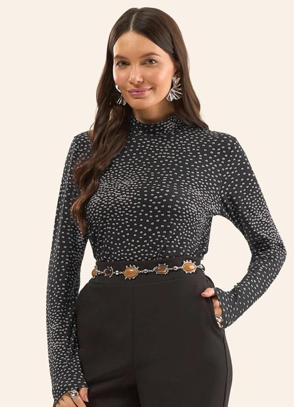 Blusa Manga Longa em Viscotorcion Preto