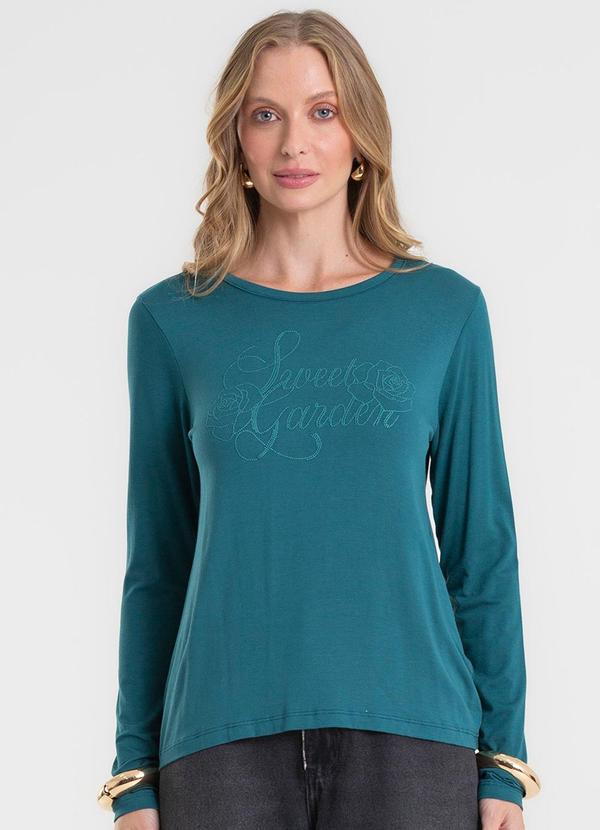 Blusa Manga Longa em Viscotorcion Verde