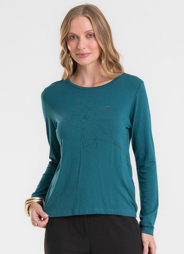 Blusa Manga Longa em Viscotorcion Verde