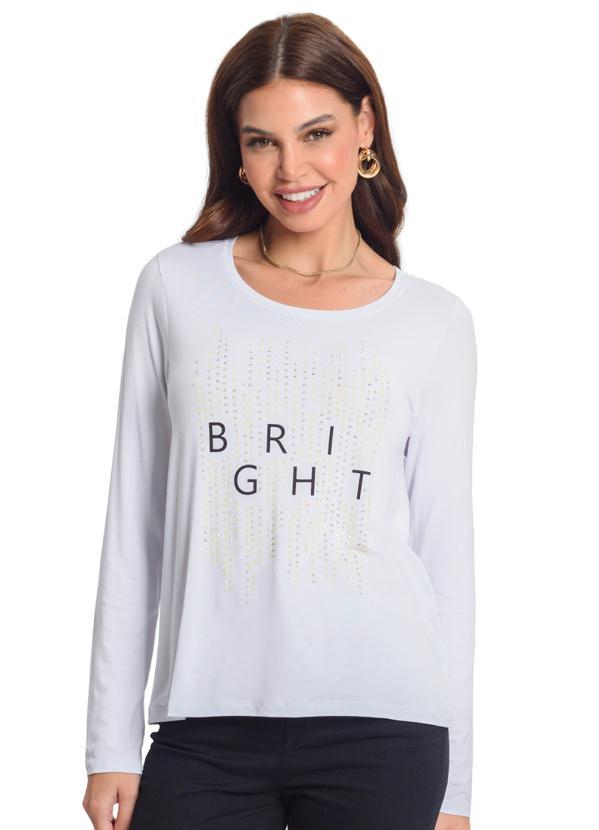 Blusa Manga Longa Estampada Branco