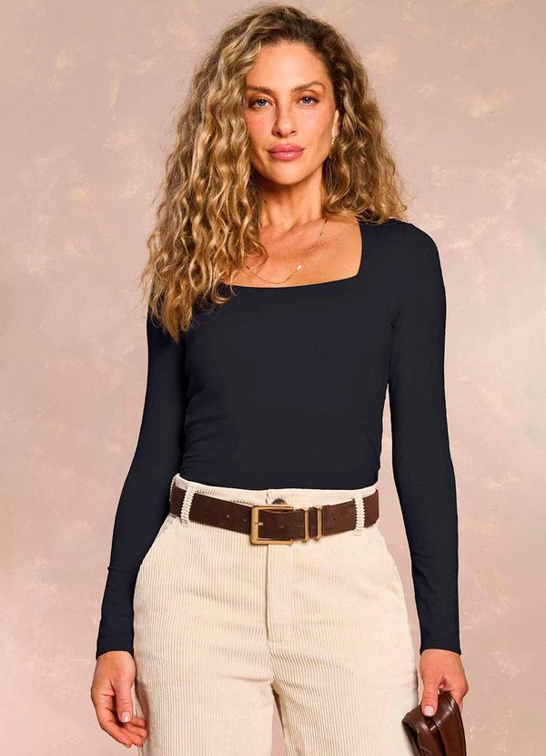 Blusa Manga Longa Ethnic Blur Preto