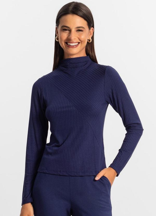 Blusa Manga Longa Feminina Azul