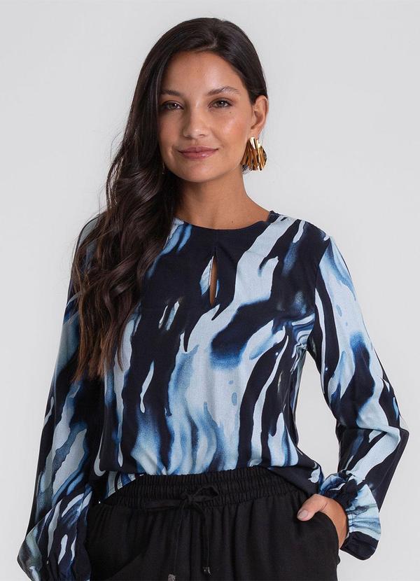 Blusa Manga Longa Feminina Azul