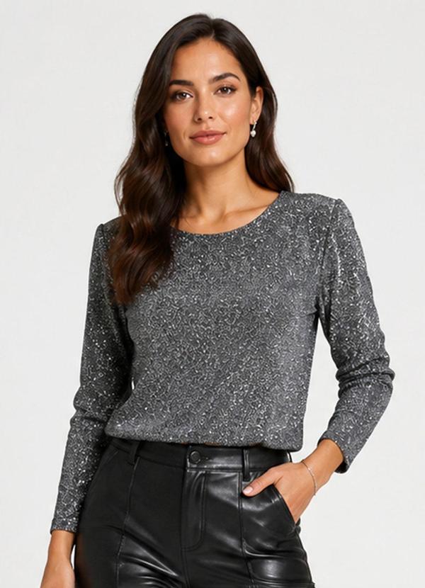 Blusa Manga Longa Feminina Cinza