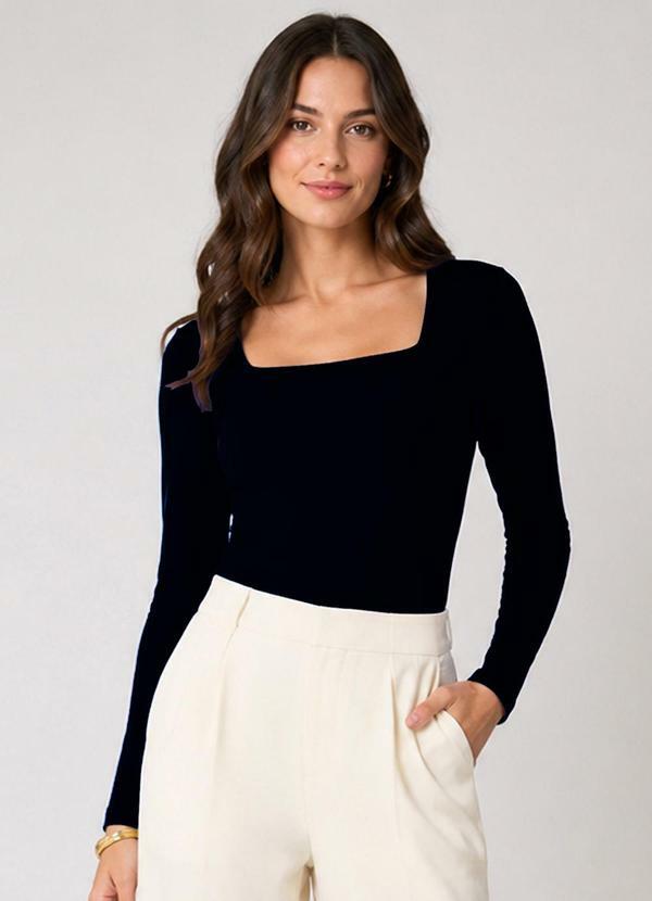 Blusa Manga Longa Feminina Preto