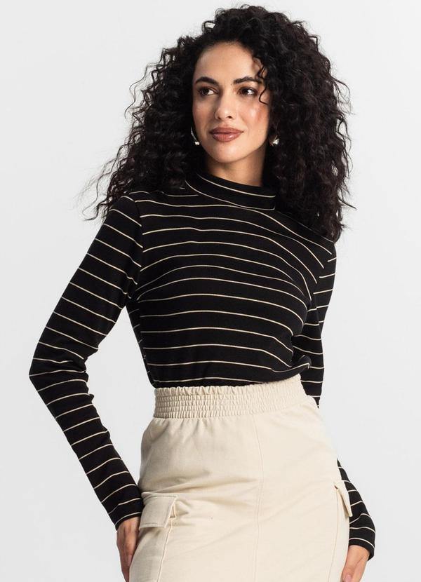 Vista 2 Blusa Manga Longa Feminina Preto Rovitex Rovitex