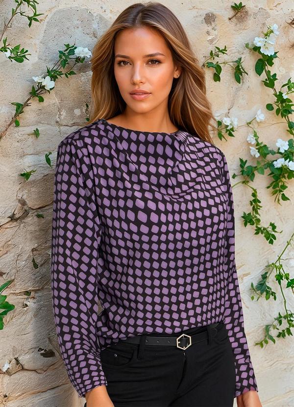 Blusa Manga Longa Geométrico Roxo