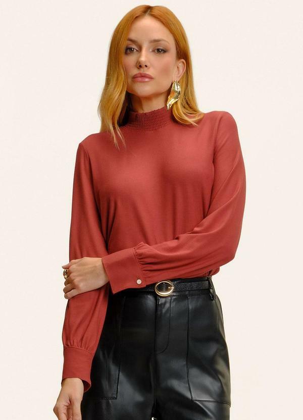 Blusa Manga Longa Lastex Laranja