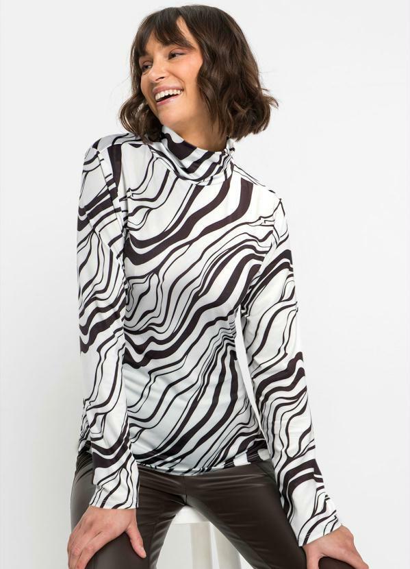 Vista 2 Blusa Manga Longa New Waves Preto e Branco bonprix bonprix